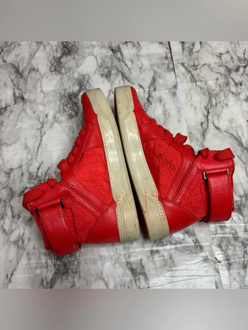 Gucci men's Guccissima dusk red Top sneakers shoes 9 G